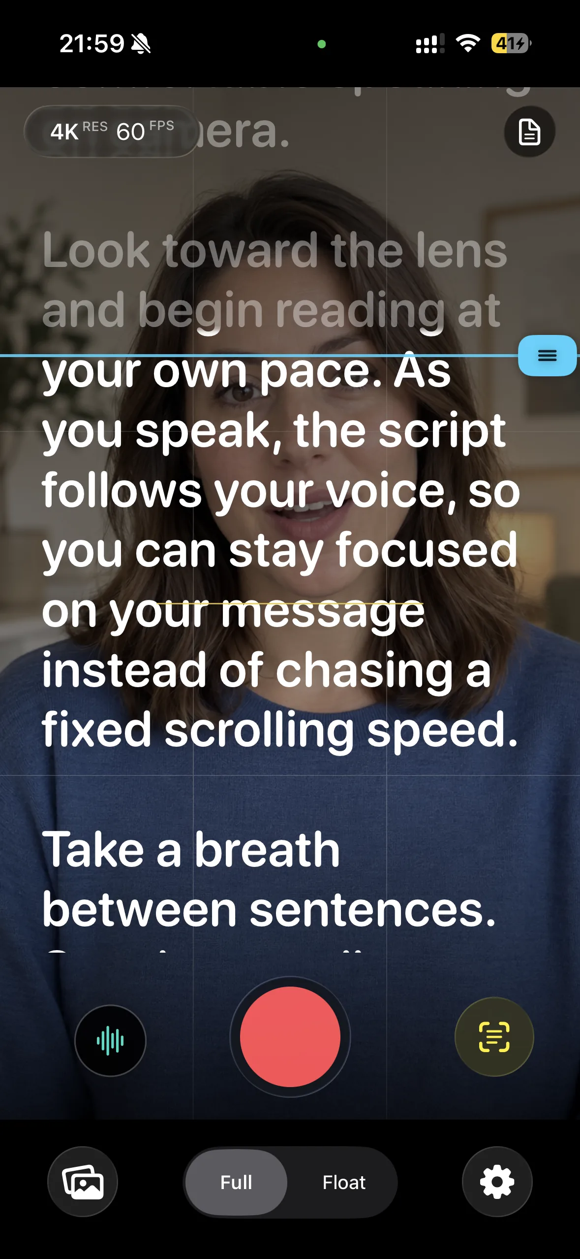 BeginTeleprompter following a spoken script over the native camera preview