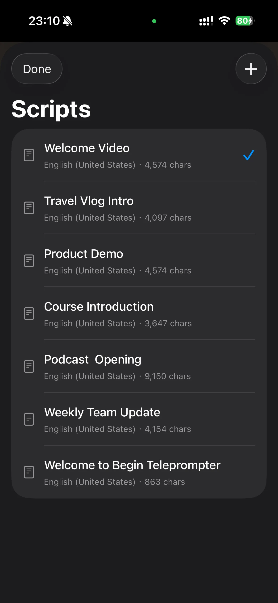 BeginTeleprompter script library